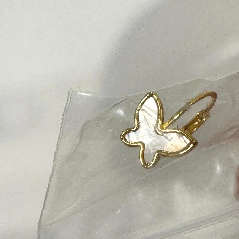 Rachel Glauber Girl’s 14k Gold Plated Mother of Pearl Butterfly Dangle Earrings
